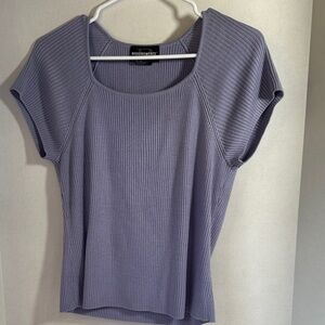 Requirements petite purple ribbed short sleeve top size petite large